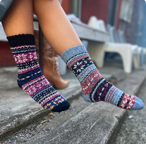 Nordic Crew Socks - Bright Sky / Women's Shoe Size 6 to 9