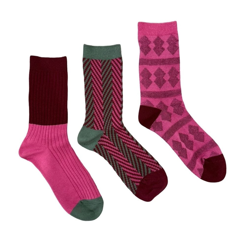 Pink Lady mismatched women's crew socks | Anyway Socks