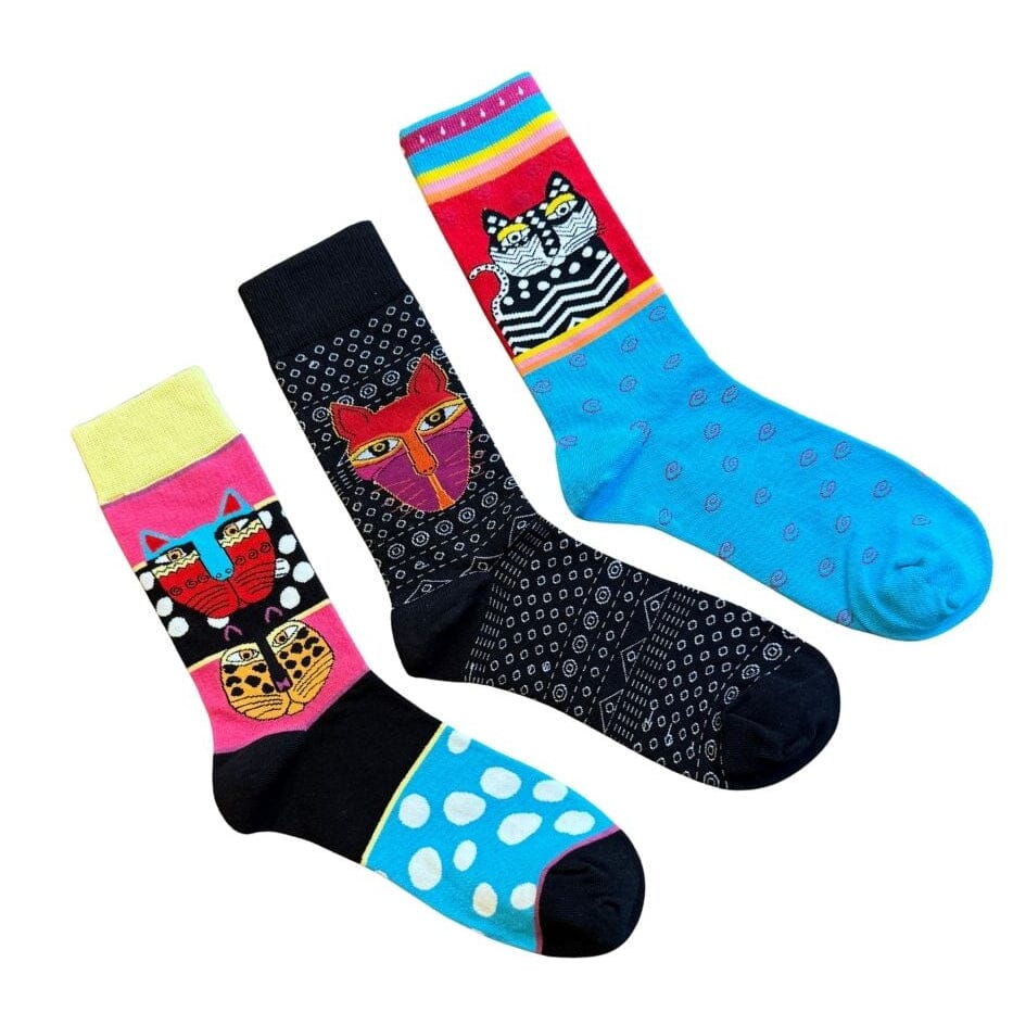 Purrsonal Boundaries mismatched women's crew socks | Anyway Socks