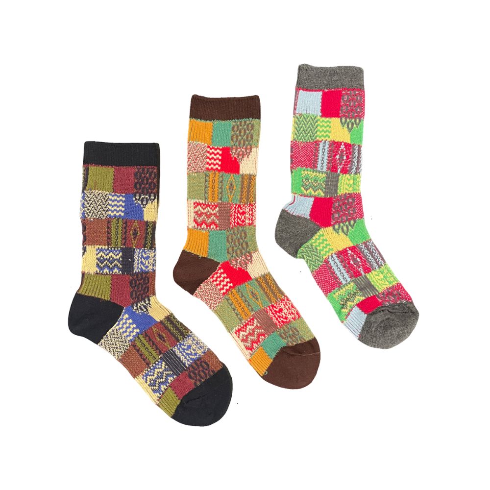 Quilted Pleasures mismatched women's crew socks | Anyway Socks