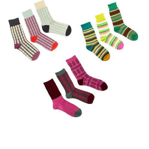 Women's Crew Socks - Three's Company Bundle / Women's Shoe Size 6 to 9