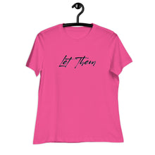 Load image into Gallery viewer, Let Them Black/Blue Women&#39;s Relaxed T-Shirt Anyway Socks Berry S 
