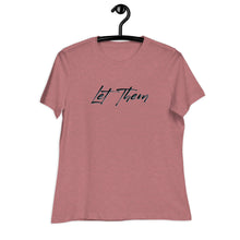 Load image into Gallery viewer, Let Them Black/Blue Women&#39;s Relaxed T-Shirt Anyway Socks Heather Mauve S 
