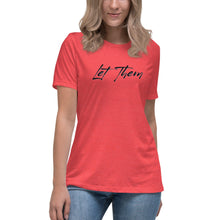 Load image into Gallery viewer, Let Them Black/Blue Women&#39;s Relaxed T-Shirt Anyway Socks 
