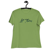 Load image into Gallery viewer, Let Them Black/Blue Women&#39;s Relaxed T-Shirt Anyway Socks Leaf S 
