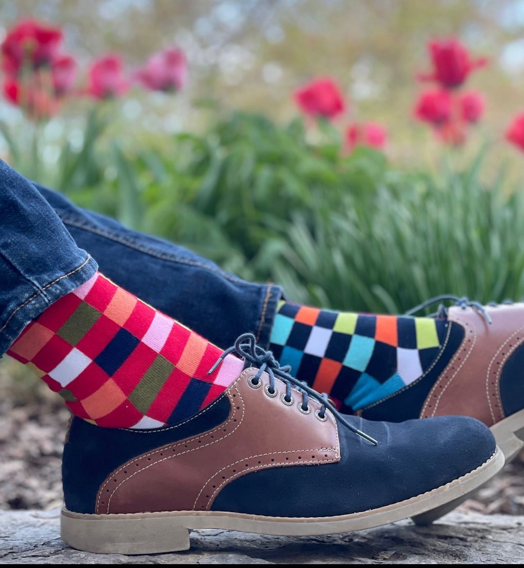 Hip to Be Square mismatched crew socks | Anyway Socks