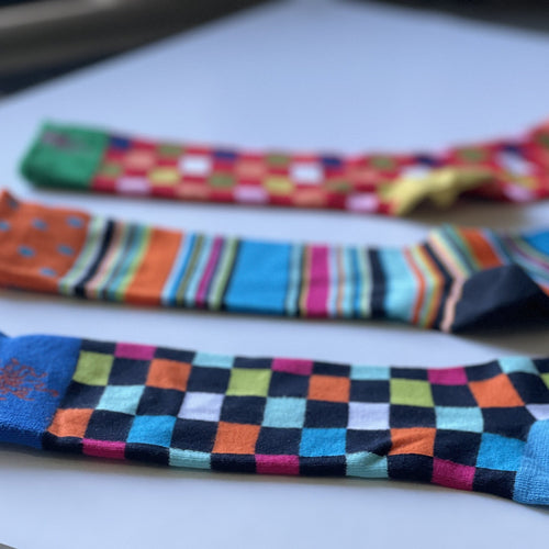 Men's Crew Socks - Hip to Be Square / Men's Shoe Size 6 to 12